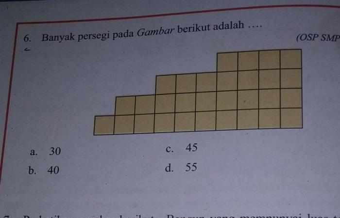 banyak persegi pada gambar berikut adalah