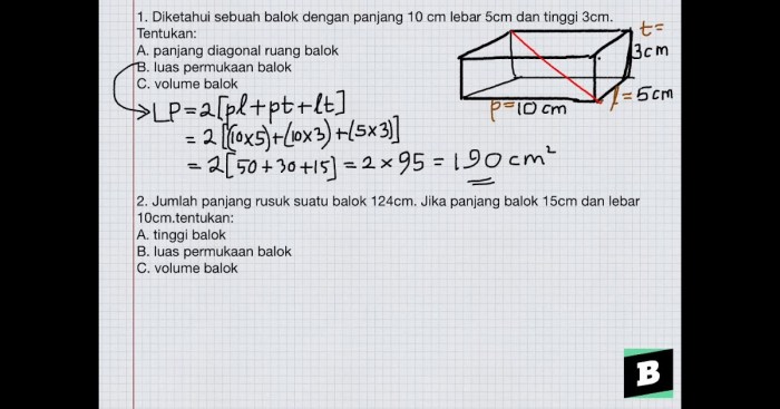 rumus panjang diagonal bidang balok