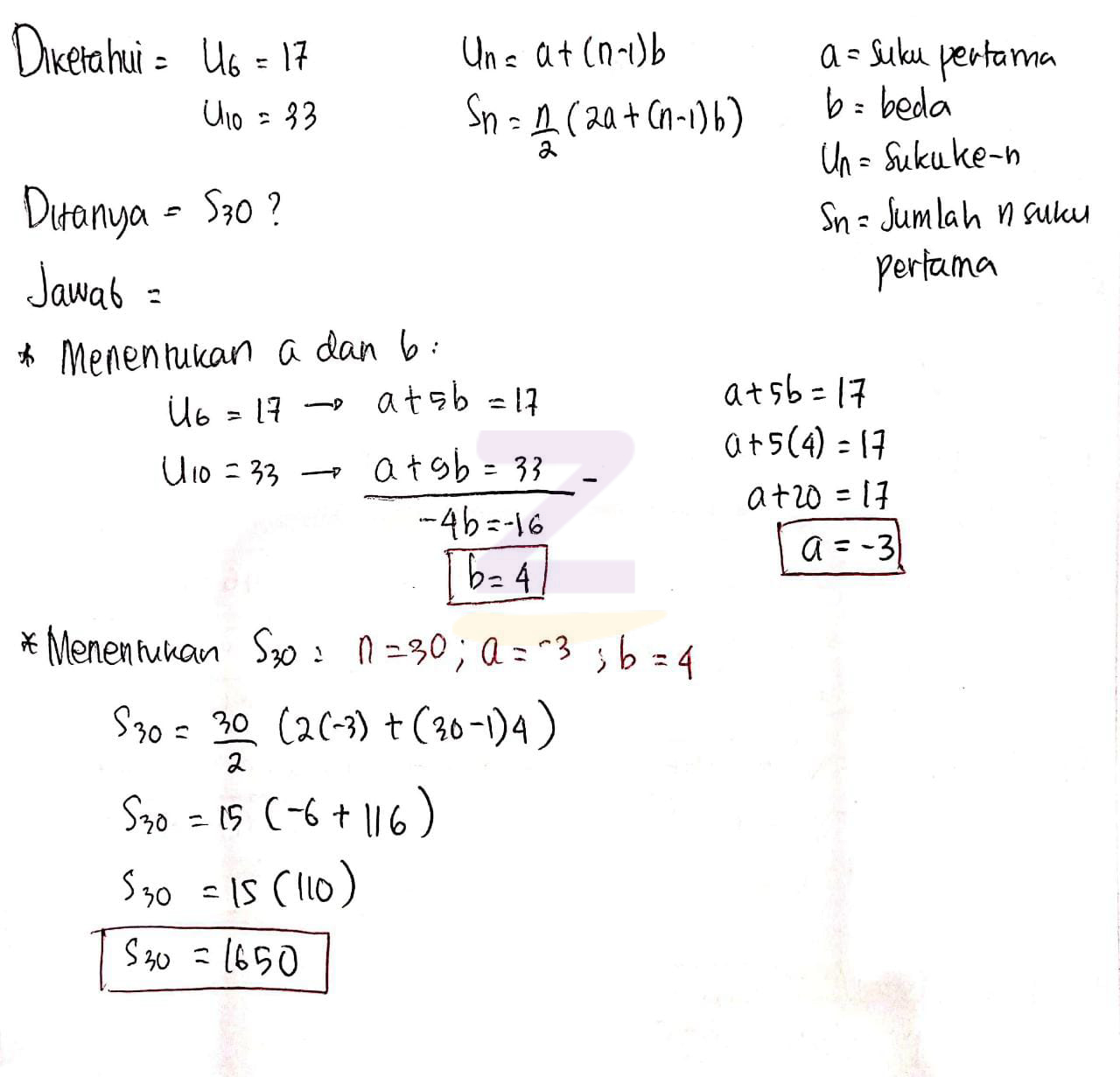 Diketahui jumlah deret aritmatika 2+5+8+11