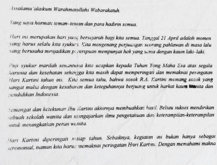 pidato tentang ibu kartini