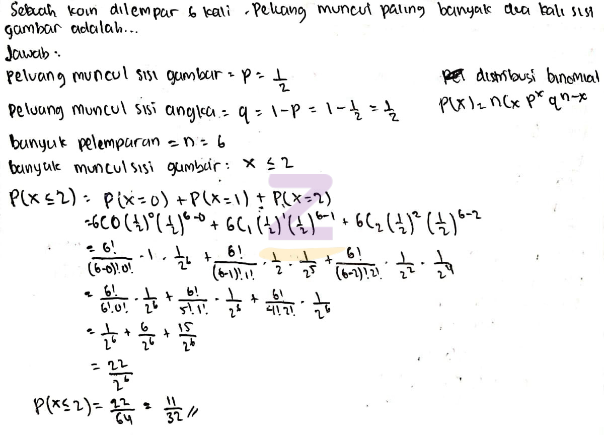 sebuah koin dilempar sebanyak n kali terbaru