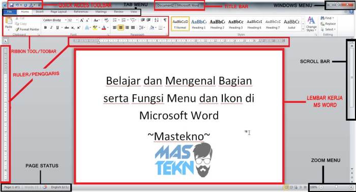 bagian bagian lembar kerja microsoft word terbaru