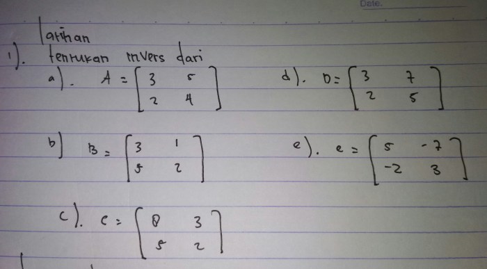 soal invers matriks ordo 2x2 terbaru