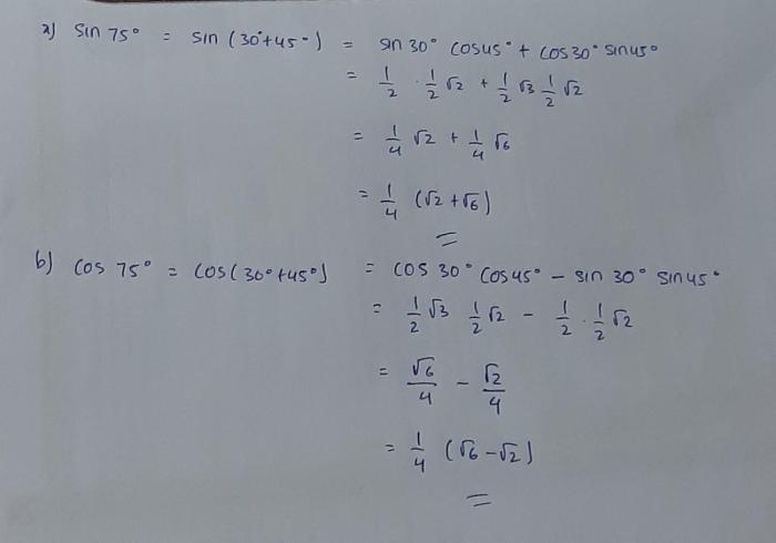 nilai dari sin 15 sin 75 adalah
