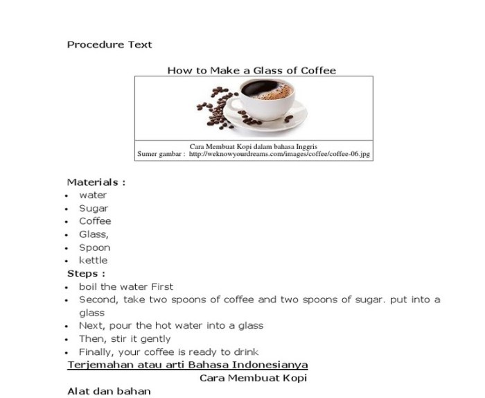 how to make coffee procedure text