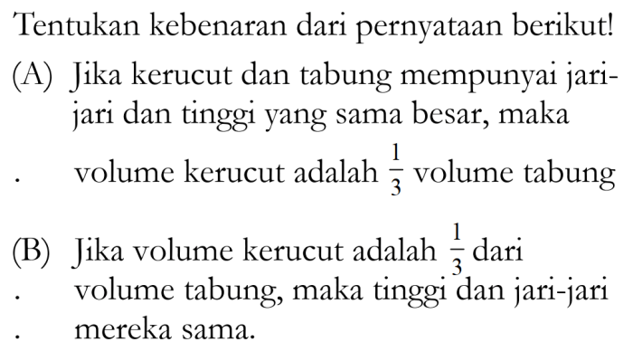 tentukan kebenaran hubungan berikut