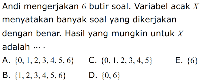 andi mengerjakan 6 butir soal