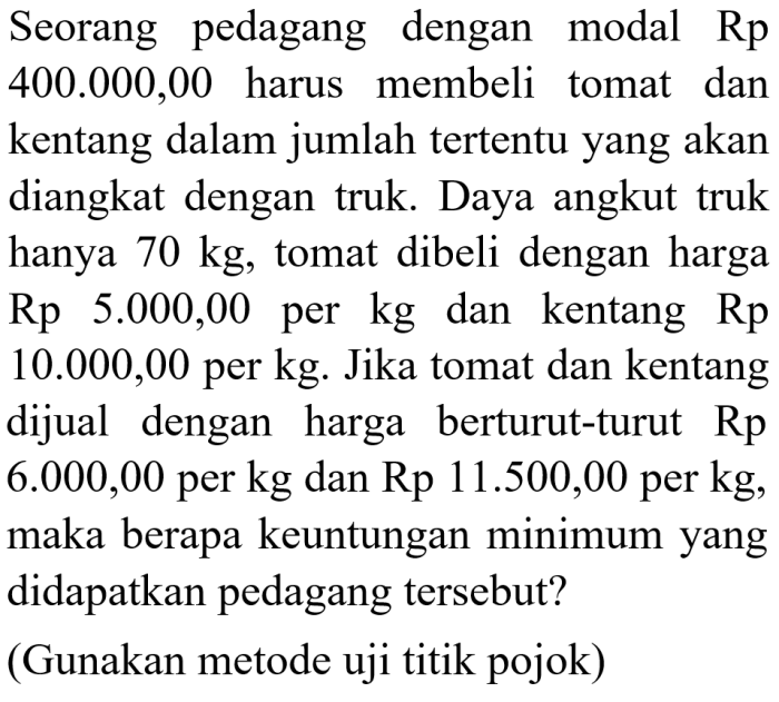 Seorang pedagang telah membeli 25 kg duku