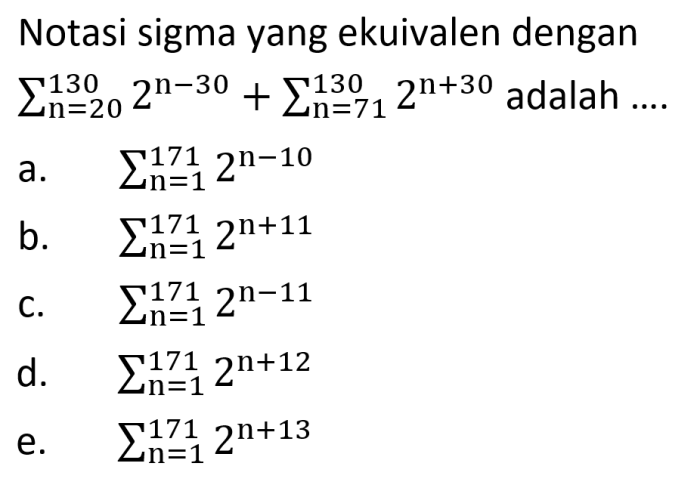 notasi sigma yg ekuivalen dengan terbaru