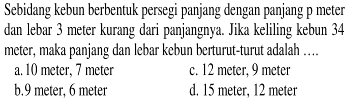 sebidang kebun berbentuk jajargenjang