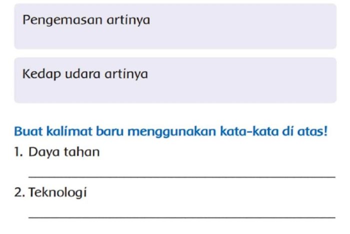 buat kalimat dengan kata pengemasan terbaru