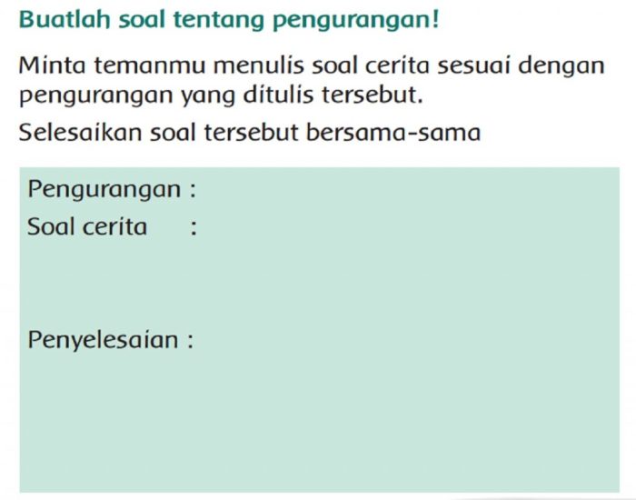 kelas halaman jawaban kunci buatlah soal tentang pengurangan