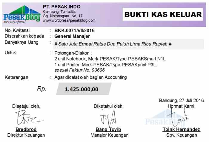 bukti kas transaksi keluar pengeluaran perusahaan pembayaran macam pengertian dokumen pelajaran terlengkap manfaat fungsi jurnal