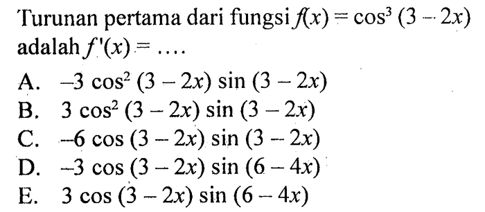 turunan trigonometri fungsi