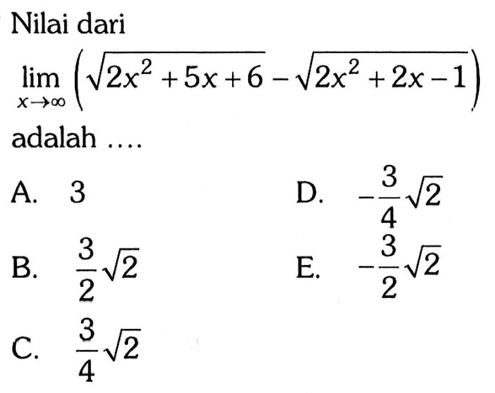 lim t mendekati tak hingga t sin 2 t