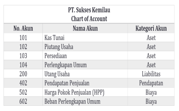 chart of account perusahaan jasa terbaru