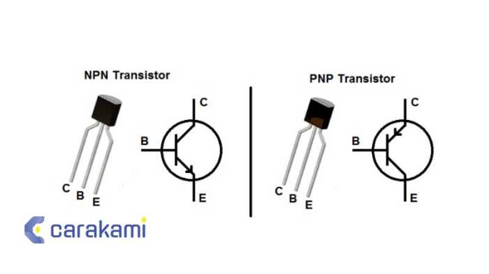 npn pnp transistor perbedaan simbol kerja