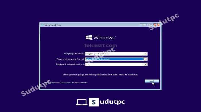 cara instalasi windows 10