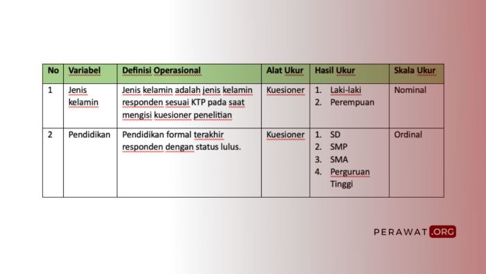 contoh tabel definisi operasional