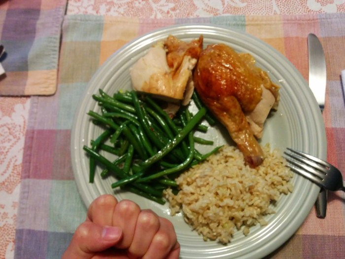 i eat brown rice and green beans