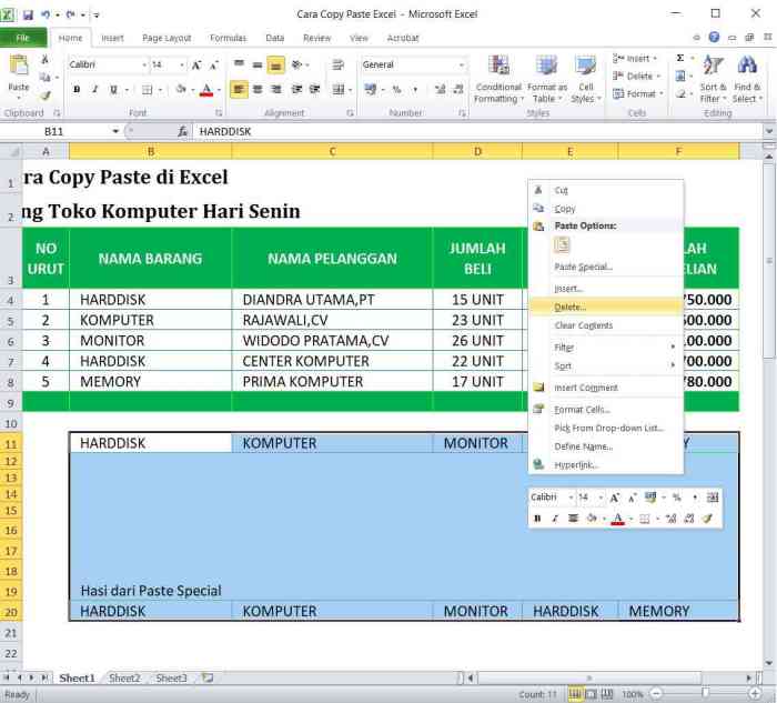 cara behind text di excel