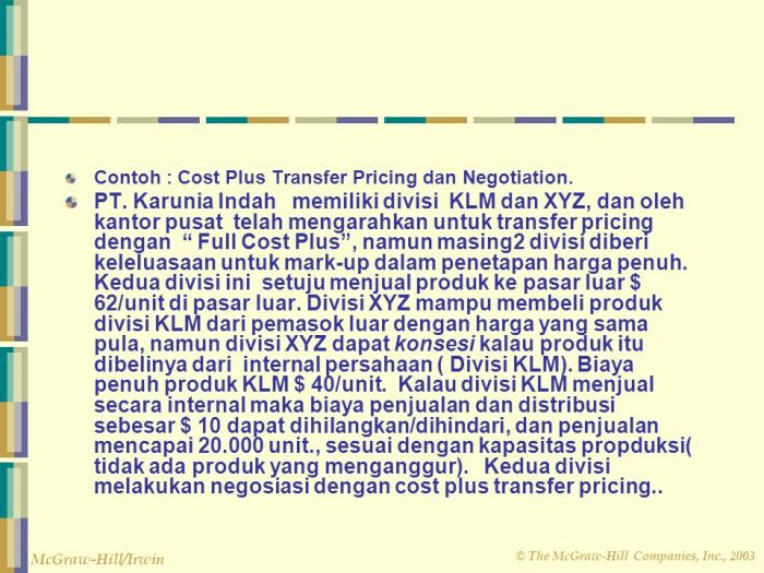 contoh soal transfer pricing