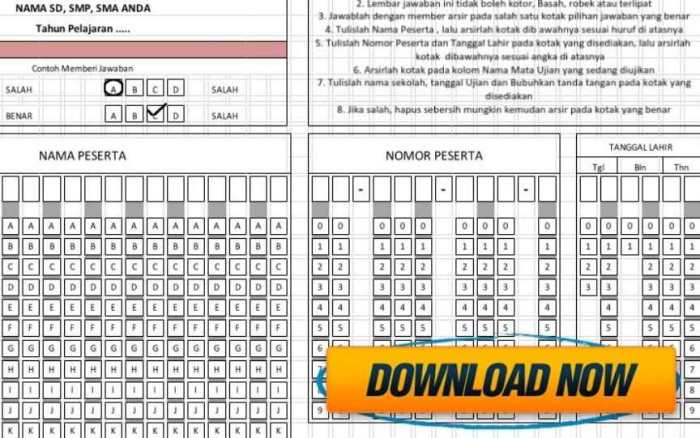 contoh lembar jawaban sd terbaru