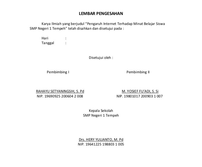 lembar pengesahan karya ilmiah