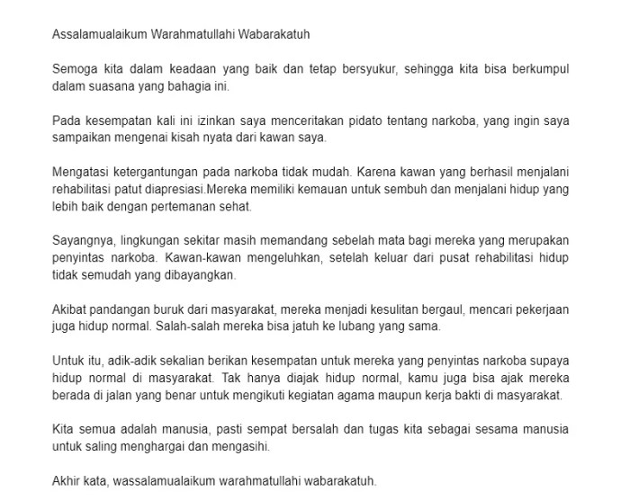 pidato inggris narkoba sederet teks semoga membantu bawah