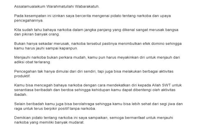 pidato bahasa inggris tentang narkoba terbaru