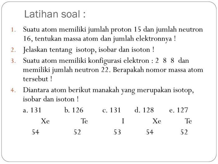 contoh isotop isobar isoton