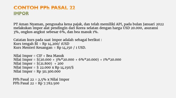 contoh soal pph pasal 22