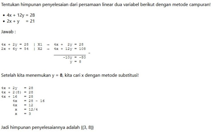 contoh soal spldv metode campuran terbaru