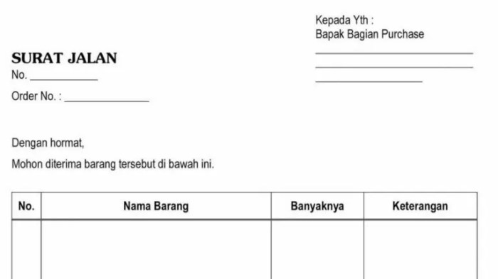 nama lain dari surat jalan adalah