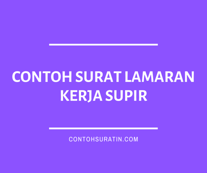 contoh lamaran kerja sopir terbaru