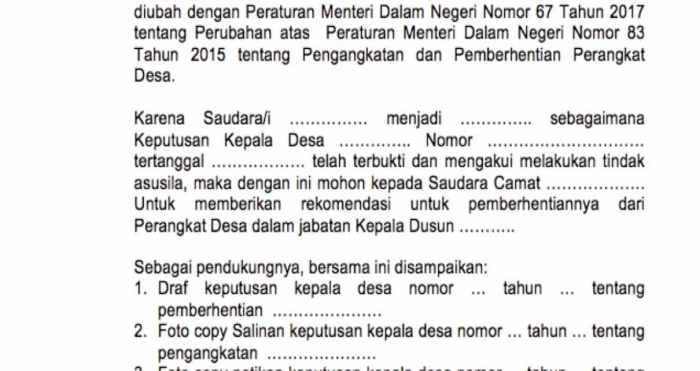 contoh surat lamaran perangkat desa