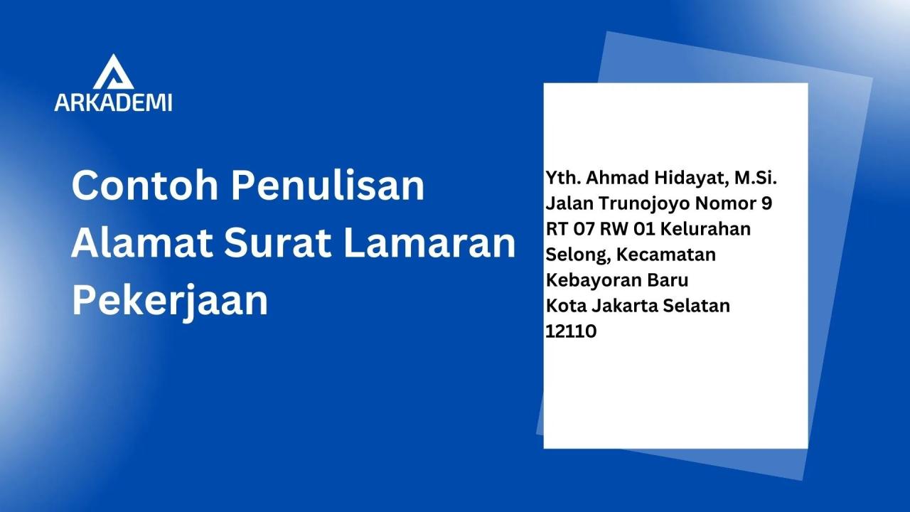 penulisan jalan di surat lamaran