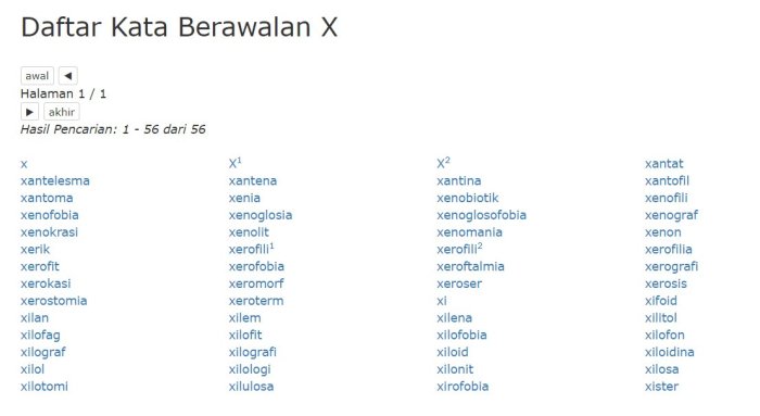 kata benda bahasa inggris awalan x