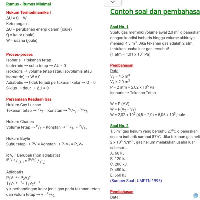 termodinamika soal hukum dipanaskan tekanan