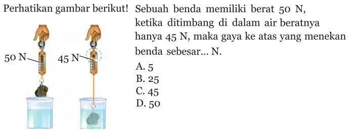 sebuah benda memiliki berat 50 n