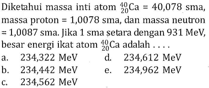 Massa relatif soal atom molekul diberikan