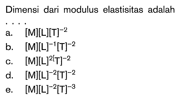 dimensi dari modulus elastisitas adalah terbaru