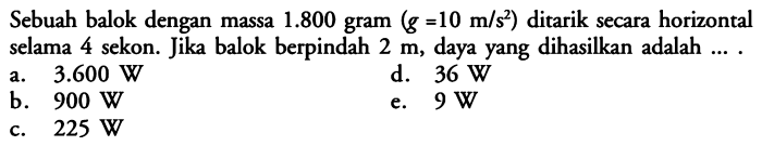 balok dengan massa 1800 gram