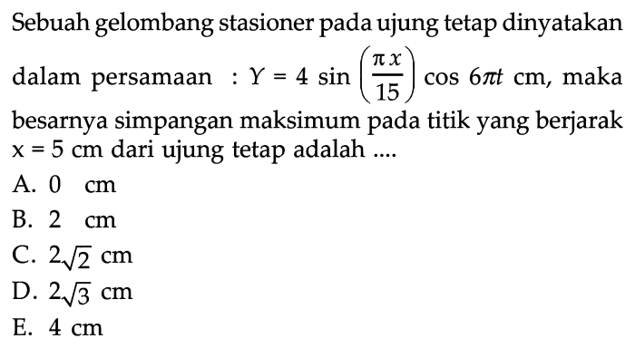 rumus gelombang stasioner ujung terikat