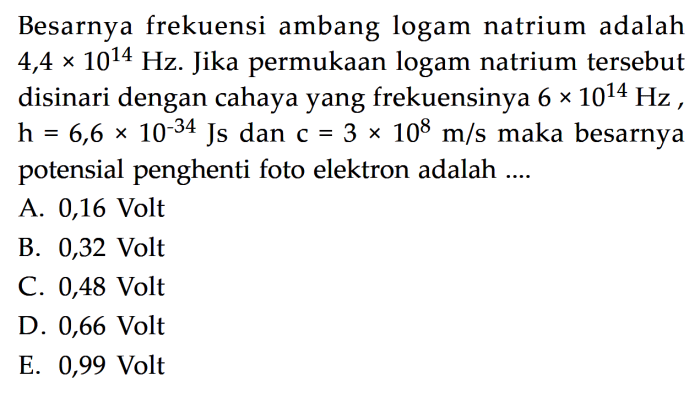 Frekuensi ambang suatu logam tergantung pada