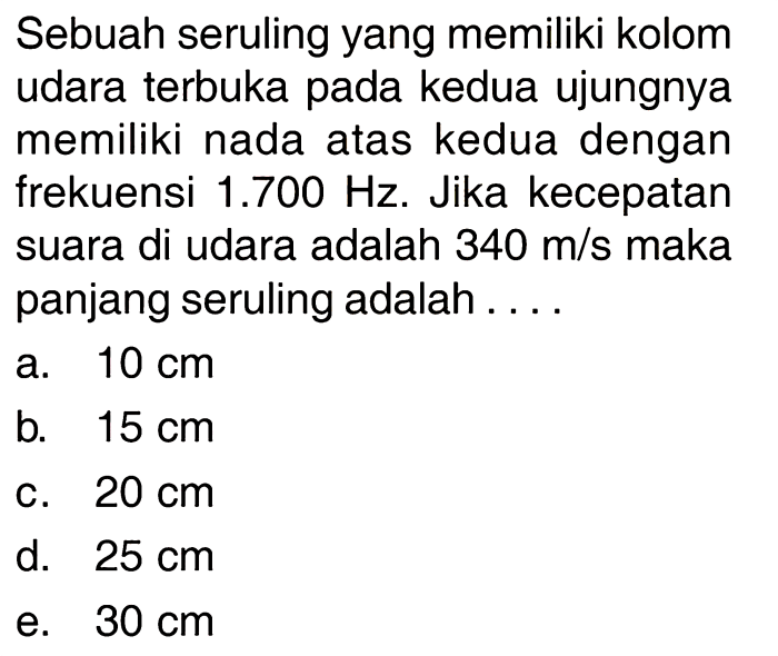 Sebuah kolom udara memiliki panjang 40 cm