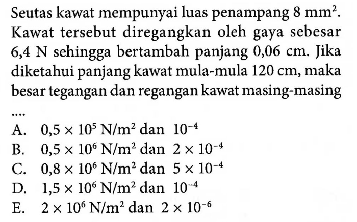 rumus luas penampang kawat