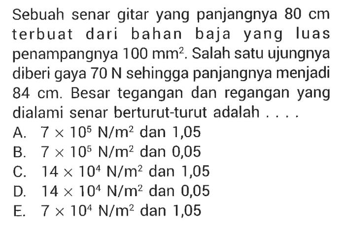 sebuah senar gitar panjangnya 100 cm