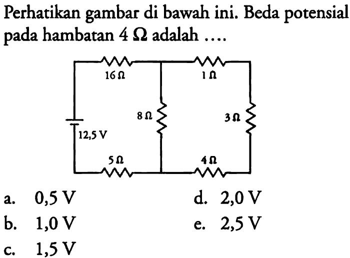 beda potensial pada hambatan 4 ohm adalah terbaru