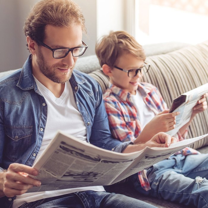 my father reads a daily newspaper